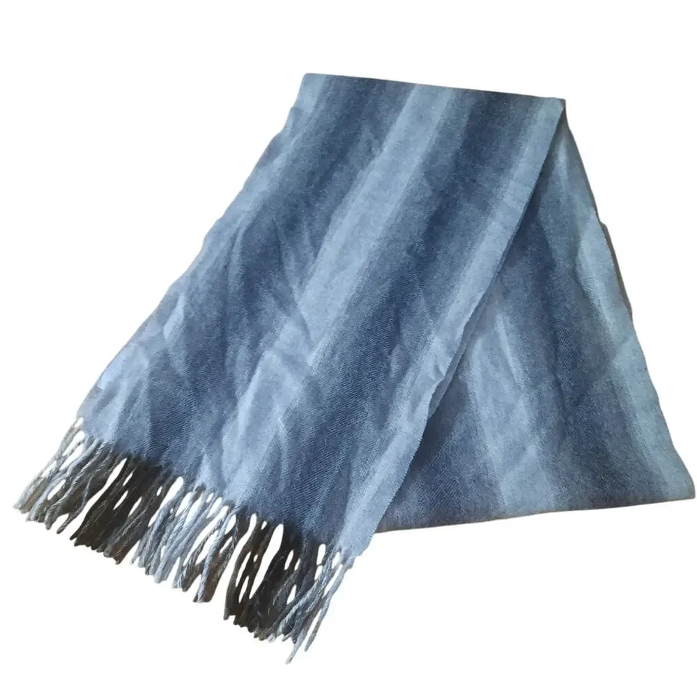 Nordstrom Mens Gray Ombre 100% Cashmere Fringed Scarf